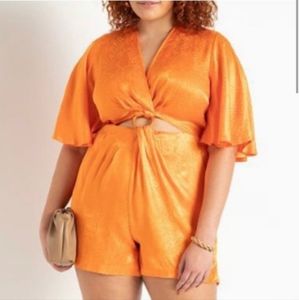 Eloqui Orange cutout Romper